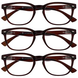 UV Reader Marrón Gafas De Lectura Valor Pack 3 Estilo Diseñador Hombres Mujeres UVR3PK015 +1,50