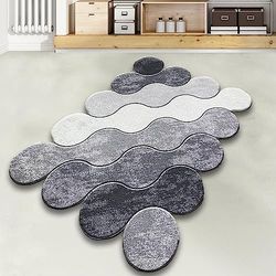 Tapis de salle de bain gris, gris clair et blanc