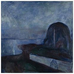 ArtPlaza TW92305 Munch Edvard – Starry Night dekorativa paneler, trä MDF, mångfärgad, 50 x 50 cm