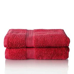 ALCLEAR - Lot de Serviettes éponge de qualité supérieure, Gamme Disponible en 6 Coloris et 5 Tailles, Coloris : Rouge, 2 Serviettes de Bain de 50 x 100 cm, Oeko-Tex Standard 100