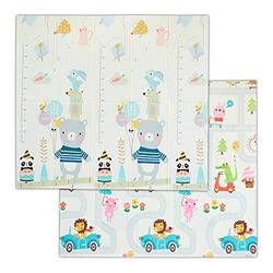 Relaxdays Alfombra Juego Niños, Alfombrilla Gateo, Reversible, Estampado Animales, Lavable, 195x175 cm, XPE, Multicolor, Gomaespuma
