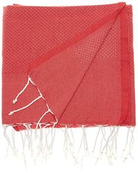 1001 Foutas Fouta honingraatpatroon rood + set Argan Jasmin + spons Loofah 100% katoen