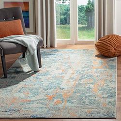 Safavieh Madison Collection MAD457B Tapis décoratif – 1,6 x 2,3 m, Bleu Clair et Beige, Design Abstrait Moderne, ne perd Pas Ses Poils et Facile d'entretien, idéal pour Les Zones à Forte Circulation