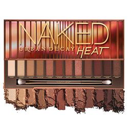 Urban Decay Naked Heat Eyeshadow Palette, 12 Fiery Amber Neutral Shades - Ultra-Blendable, Rich Colors with Velvety Texture - Set Includes Mirror & Double-Ended Makeup Brush