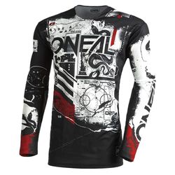 O'NEAL | Koszulka motocrossowa z długim rękawem | MX MTB | Lekki materiał, ergogenicznie wąski krój dla idealnego dopasowania | Mayhem Jersey Scarz V.22 | Dorośli | Black White Red | Rozmiar S