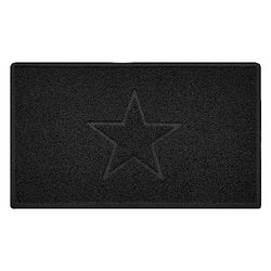 Nicoman Star Shape Embossed Entrance Door Mat Non Slip Dirt Trapper PVC Spaghetti Mat with Rubber Base, Jet Washable Quick Drying Doormat Drainage Outdoor Use Only - (Medium, Black, 75 x 44cm)