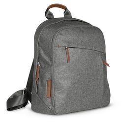 UPPAbaby Skötryggsäck med flera förvaringsfack, barnvagnsrem, flaskisolator och skötdyna, Gregory (blå kol, sadelläder)