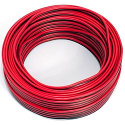 Cabo de altifalante 2 x 0,50 mm2 – 25 m, vermelho e preto – CCA – Cabo de áudio – Cabo de caixa