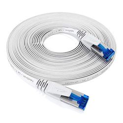 KabelDirekt – 25 m – Cavo Ethernet piatto e cavo LAN e cavo di rete (Cat7, 10 Gbit/s, spina RJ45, particolarmente flessibile, adatto alla posa, per collegamenti con fibra ultra veloce, bianco)