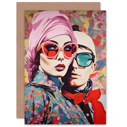 Artery8 Chic Sunglasses Retro Spring Floral Fashion for Wife Her Mum Sister Daughter Mom Gran Nan Birthday Thank You Congratulations Blank Art Greeting Card