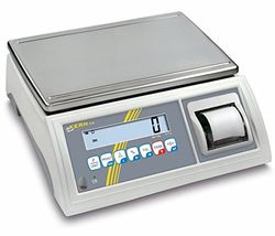 Balanza de mesa [Kern GAB 6 K de 3pm] de control y portionier Báscula con impresora integrada, con escaneado aprobación [M], rango de pesaje [Max]: 3 kg/6 kg, Lectura [D]: 1 g/2 G, reproducibilidad: 1 g/2 G, linealidad: 1 g/2 G, placa de pesaje: BXT 365 x 235 mm (Acero Inoxidable)
