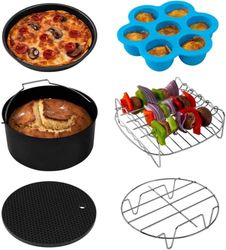 COSORI Accessori Friggitrice ad Aria 5,5L, 6 Pezzi Accessori Airfryer Senza BPA, Supporto in Metallo, Il Vassoio per Uova, Porta Spiedini, Scatola per Torte,Tappetino in Silicone, Teglia per Pizza