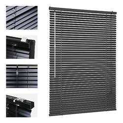 Sekey Klemmfix Store vénitien pour fenêtre Suspendue - Lamelles en Aluminium 25 mm - avec perçage - Matériel de Montage Inclus - Store vénitien en Aluminium sans perçage - 110 x 130 cm - Noir