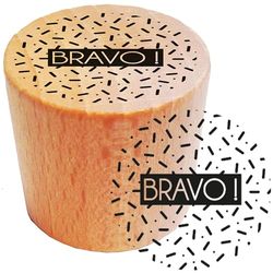 Aladine - Tampons Bois Rond « Bravo ! » - ø 2,8 cm - Bois 100% FSC - Tampon pour Félicitations - Confettis - Pour Loisirs Créatifs, Carterie Créative - 1886