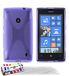 Muzzano bescherming smal Nokia Lumia 525 van MUZZANO de bescherming schokbestendig ultieme elegante en duurzame voor uw Nokia Lumia 525,"X", LE X, paars + 3 displaybeschermfolies