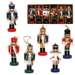 Dekohelden24 Lot de 6 décorations pour Sapin de Noël - Motif Casse-Noisette - Environ 8 cm