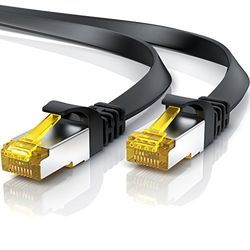 1 m CAT 7 nätverkskabel platt – Ethernet-kabel – Gigabit Lan 10 Gbit s – patchkabel – bandkabel – läggkabel – Cat.7 råkabel U FTP PIMF avskärmning med RJ 45-kontakt – Switch router-modem