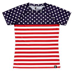 HOOPOE Maglietta da Corsa Uomo Stati Uniti, Manica Corta, DryClim, Gym, T-Shirt Running, Sportivi, Originale, Divertente, StarsAndStripes Taglia S