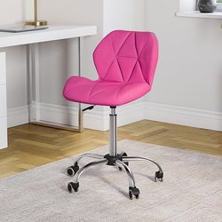 Vida Designs Geo Chaise de Bureau pour Ordinateur Rose Pieds pivotants réglables en Similicuir chromé Hauteur 80-96 x 47,5 x 49 cm
