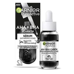 GARNIER Serum Negro Anti-Imperfecciones con 4% de Niacinamida, AHA y BHA Pure Active. -44% Granitos en 21 días. - 30ML- El ambalaje puede variar