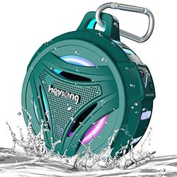 HEYSONG Enceinte Bluetooth Portable de Douche, Haut Parleur Étanche IPX7 avec Son Puissant, LED, Mousqueton, Spectacle de Lumière, Bluetooth Speaker pour Plage, Piscine, Maison, Fête