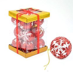 Gifts 4 All Occasions Limited SHATCHI-95-12 palline per albero di Natale in morbida schiuma glitterata, colore: rosso