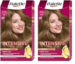 Schwarzkopf Palette Coloration Permanente Cheveux, Crème Soin, Couvre 100 Pour cent des Cheveux Blancs, Tenue 8 semaines, Blond Foncé 500, 1 Unité (Lot de 2)