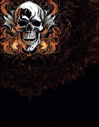 Journal: Flaming Skull design on cover, 70 pages, ideal for men, boys, dads, grandpas, bikers, metal enthusiasts, everyone