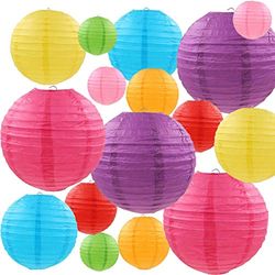 Q&A 16 stuks kleurrijke papieren lantaarns (multicolor, maat 4 ", 6 ", 8 ", 10 ") - Chinees/Japans papier om op te hangen decoratie, bal, lantaarns voor wooncultuur, feestjes en bruiloften