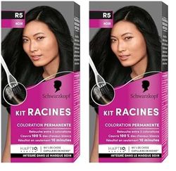 Schwarzkopf - Kit Racines - Coloration Racines Cheveux Permanente - Enrichie d’une huile nourrissante - Couverture Cheveux Blancs - Retouche entre 2 Colorations - Noir R5, 1 Unité (Lot de 2)
