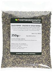 JustIngredients Essentials Black Pepper Cracked, 250 g - Pack of 2