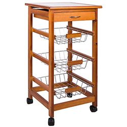 Chef Vida Carrito de Cocina con 3 baldas, Madera, Color marrón