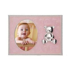 DRW Portafotos Infantil Rosa de Metal con Osito 13x10cms