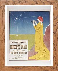 Lumartos, Vintage Poster MAF040 Concerts Ysayes Henri Meunier Contemporary Home Decor Wall Art Print, Wood Frame, A3 Size