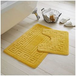 GC GAVENO CAVAILIA Alfombra de baño de 2 Piezas, Absorbente de Agua y Secado rápido, con Respaldo Antideslizante, Lavable a máquina, Color Ocre (50 x 80 cm, 50 x 40 cm)