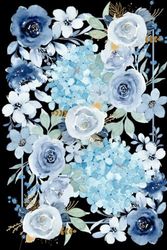 Flowers Notebook: 6" x 9" Journal with 120 Lined Pages, Blue Floral