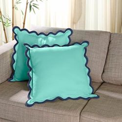 Folkulture Throw Pillow Covers 20x20, Set of 2 Cotton Scalloped Pillow Cover, Decorative Pillows, Cute Outdoor Pillows, Boho Throw Pillows for Couch, Gray Pillow Covers, Couch Pillows for Living Room