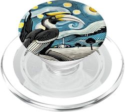Observación de aves con pico de cuerno - Van Gogh Starry Night Style PopSockets PopGrip para MagSafe