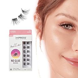 Kiss ImPRESS Ciglia finte Press On. Ciglia finte ciuffetti effetto extention ciglia. Le Impress sono ciglie finte naturali fai da te e senza colla, con un biadesivo per una applicazione facile