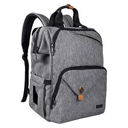 Hap Tim Babyluierrugzak Luiertas - Ultifunctionele Designer Luiertassen Grote Capaciteit, Geïsoleerde Zakken, Waterdicht, Babytas Geen Formaldehyde Reisrugzak Voor Onderweg (Grijs)
