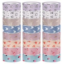 Interdruk Lot de 24 rouleaux de ruban adhésif Washi - Ruban de masquage coloré pour scrapbooking, bullet journal, emballage cadeau et décoration - 120 mètres de long - Thème fille mignonne
