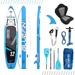 Bluefin Cruise SUP Pakket | Opblaasbaar Sta-Peddelbord | 6" Dik | Glasvezel Peddel | Kayak Ombouwuitrusting | Alle Accessoires | 5 Jaar Garantie | Meerdere groottes: Kinder, 10'8, 12', 15'