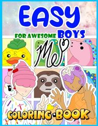 Easy Coloring Book For Awesome Boys: Kawaii Craft characterwith 30 Pages of Animal and Fantasy Themes for Smart Girls and Boys, Perfect Gifts for Holidays