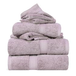 Superior - Set di Asciugamani in Cotone Egiziano 900 Grammi, 6 Pezzi, Viola