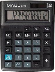 MAUL Calculatrice de Poche MC 12 | Calculatrice avec Grand Affichage incliné à 12 Chiffres | Calculatrice de Bureau Professionnelle pour Le Bureau, la Maison et l'école | 13,7 x 10,3 cm | Noir