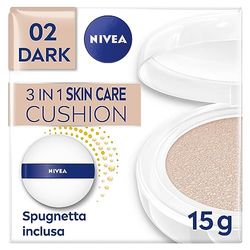 NIVEA Q10 Plus Anti-Age 3in1 Skin Care Cushion 15 ml, Crema colorata Viso Idratante e Anti-età, Crema Viso Antirughe e BB Cream FP15, Fondotinta Cushion Arricchito con Coenzima Q10, 02 Dark