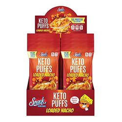 Snack House High Protein Low Carb Keto Snacks, Gluten Free Healthy Protein Puffs - No Sugar Added, Savory Diet Food for Adults and Kids, Nacho Cheese, Value Bag (7 Servings)
