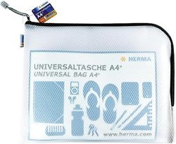 HERMA 20022 Bolsa de documentos con cremallera A4, transparente (36 x 28 cm) bolsillo grande que se puede cerrar para computadora portátil, tableta, libros, juguetes, bolsa de archivo en negro