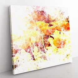 Field Of Poppies Vol.6 Watercolour Modern Canvas Wall Art Print Ready to Hang, Framed Picture for Living Room Bedroom Home Office Décor, 50x50 cm (20x20 Inch)