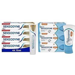 Sensodyne Kit Dentifrices Famille, Dentifrice Protection Complète, 4x75ml & Sensodyne Pro-émail Junior, pour les Enfants des 6 ans, Préviens contre les Caries, Renforce l'Émail, Lot de 3x50ml